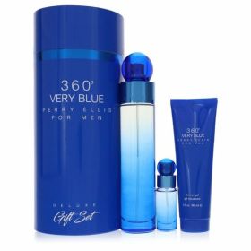 Perry Ellis 360 Very Blue Gift Set - 3.4 Oz Eau De Toilette Spray + .25 Oz Mini Edt Spray + 3 Oz Shower Gel -- For Men