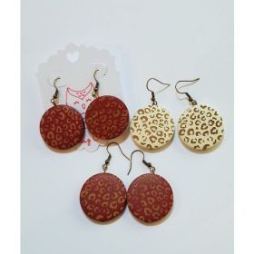 Leopard Print Wood Earrings