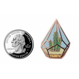 Cactus Pin - Cute Cactus in Geometric Terrarium Enamel Pin